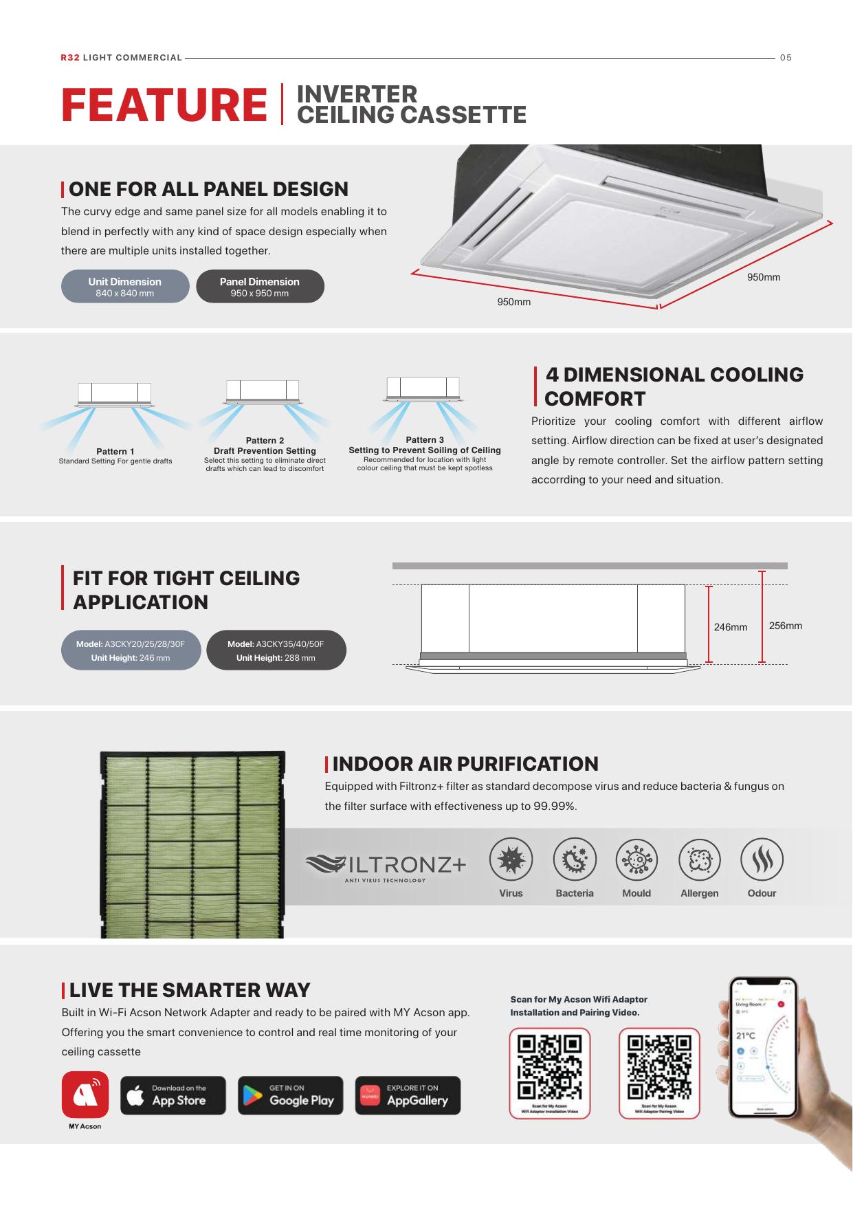 ACSON 18,500 BTU Inverter Ceiling Cassette thumbnail 6