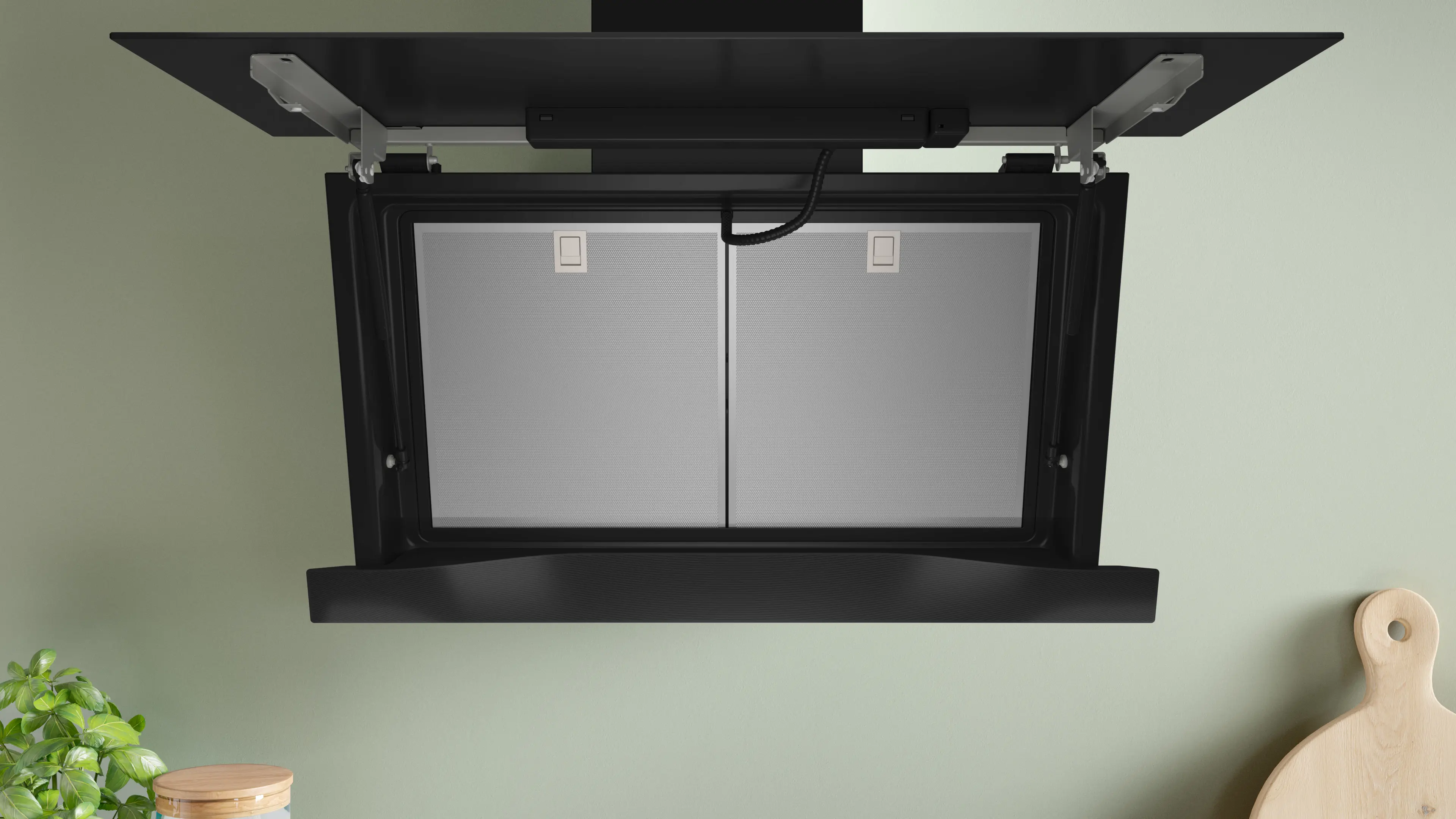Series 8 Wall-mounted Hood 90 cm clear glass black printed, Black thumbnail 6