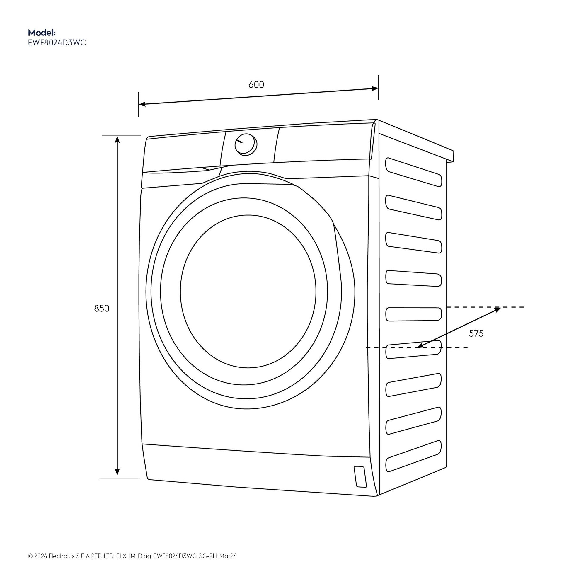 8kg UltimateCare 300 front load washing machine thumbnail 7