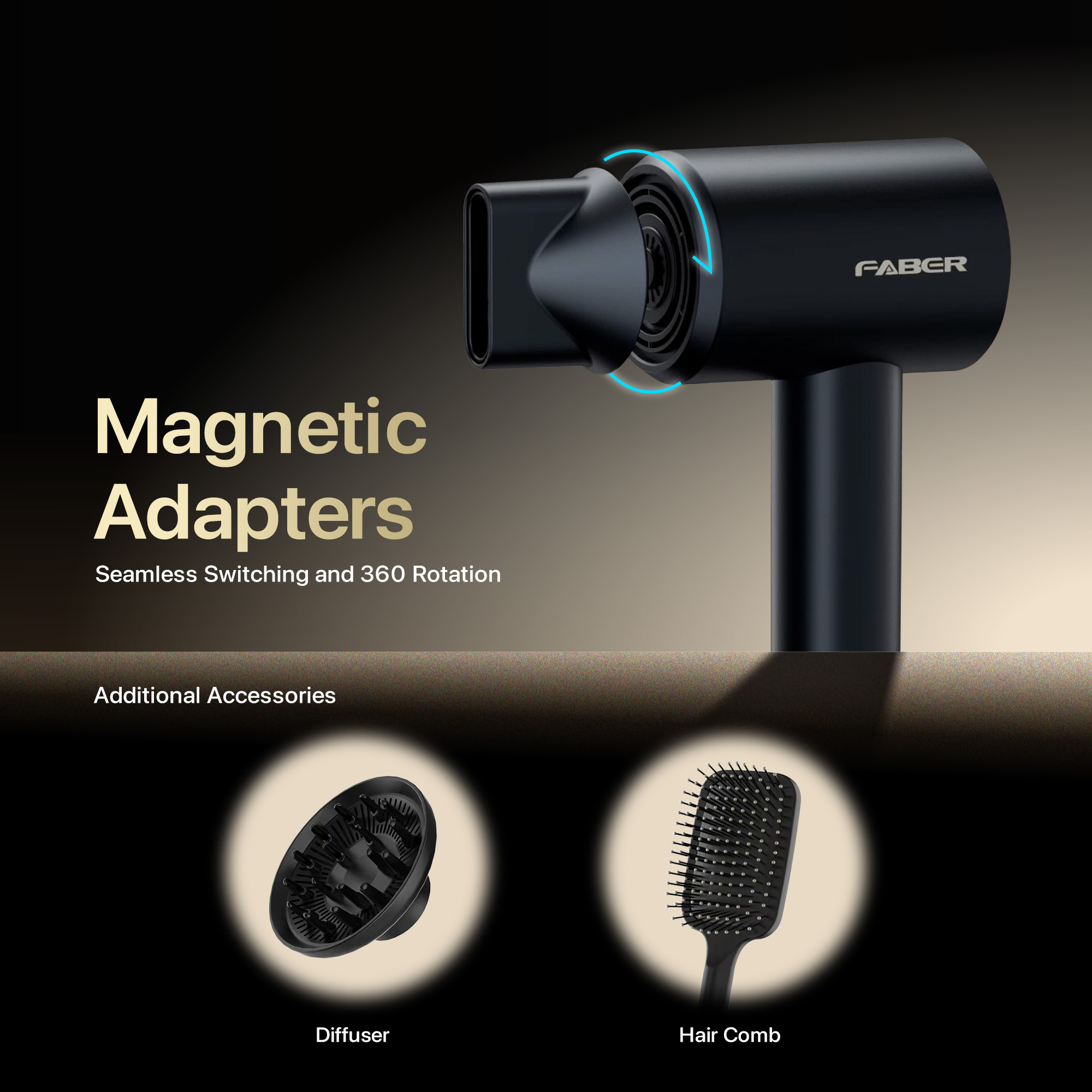 FABER HAIR DRYER FHD AURA LR1801BK