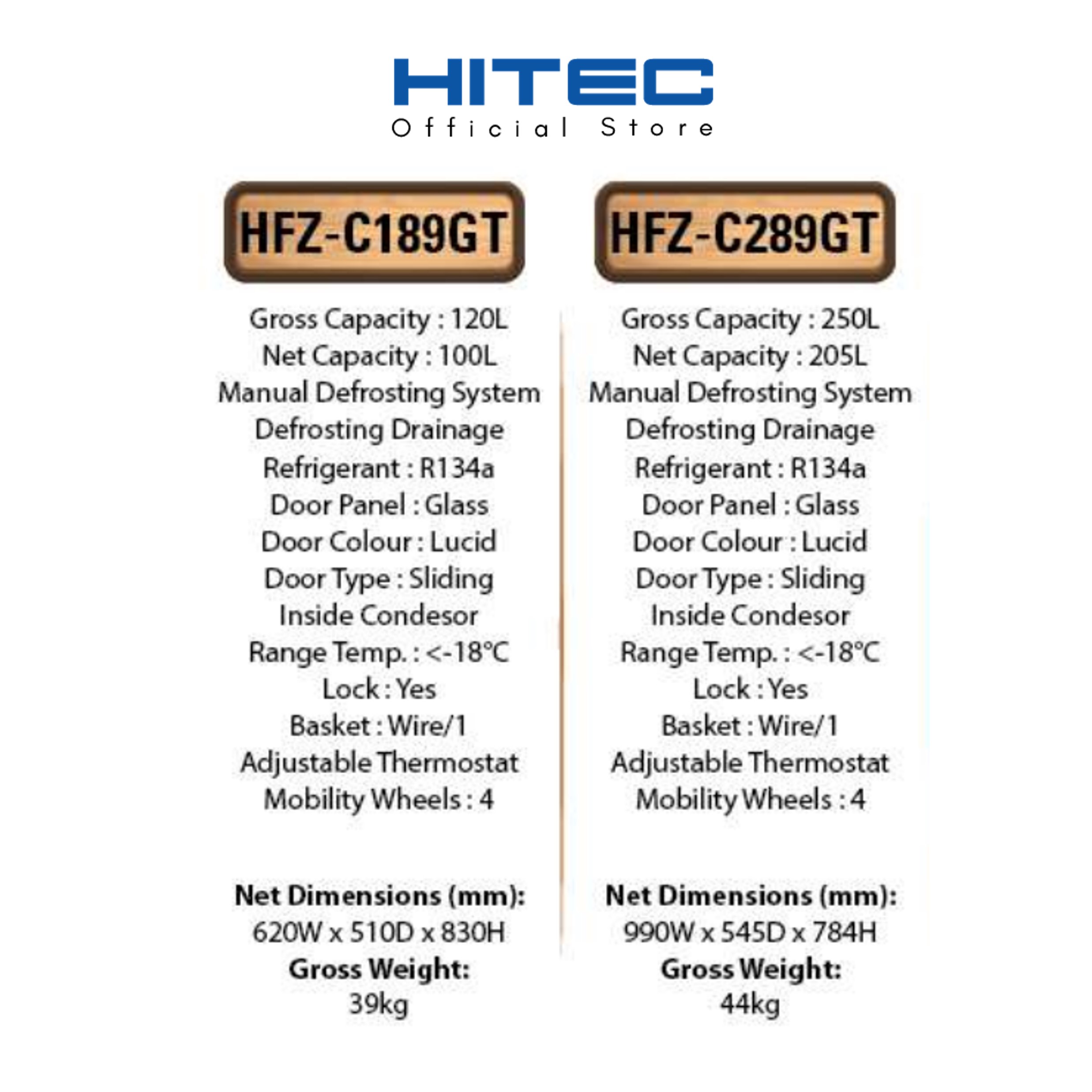 HITEC Glass Top Freezer (120L) HFZ-C189GT thumbnail 3