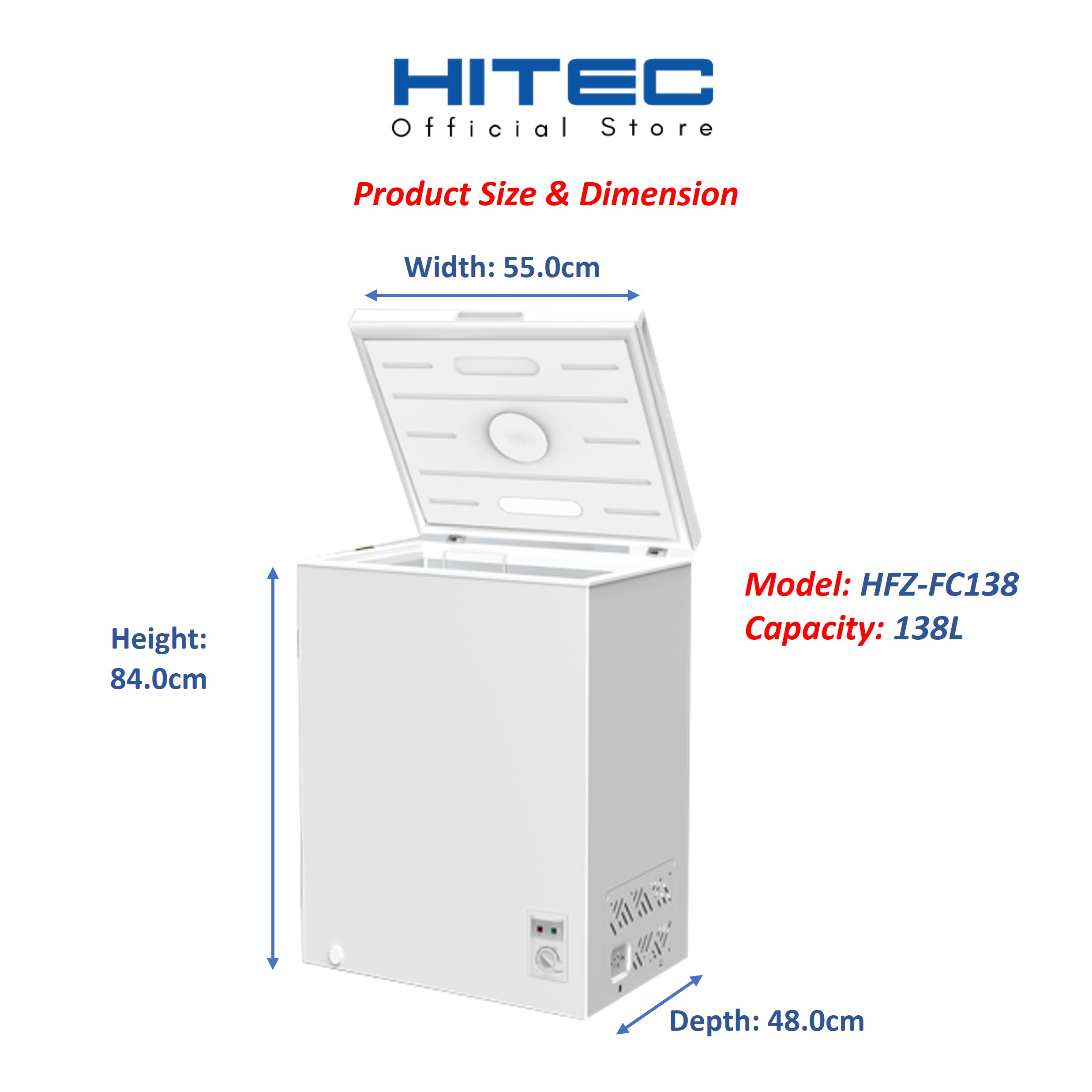 Hitec Chest Freezer Dual Cooling 138L HFZ-FC138 thumbnail 2
