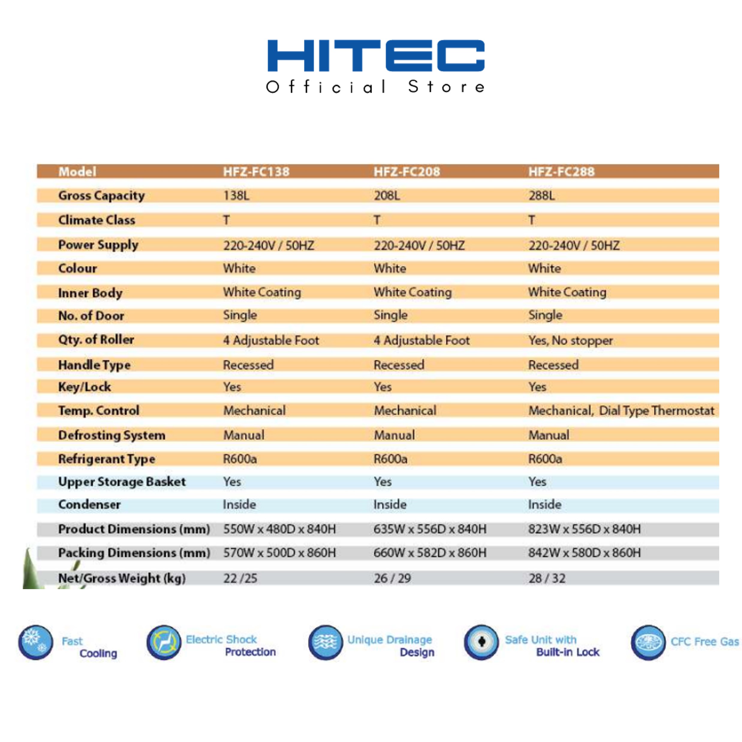 Hitec Chest Freezer Dual Cooling 138L HFZ-FC138 thumbnail 3