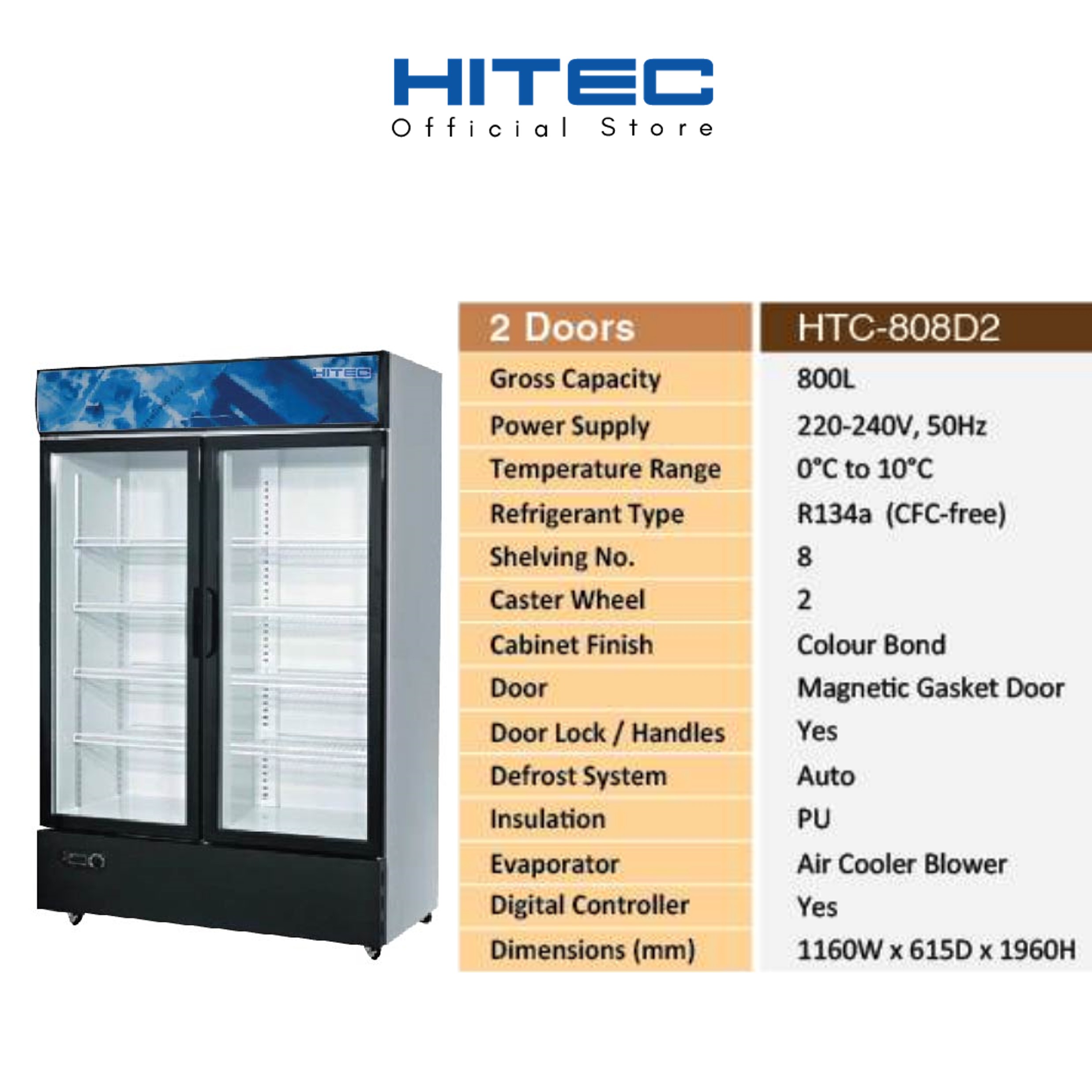 Display Chiller 2 Door (800L) HTC-808D2 thumbnail 3