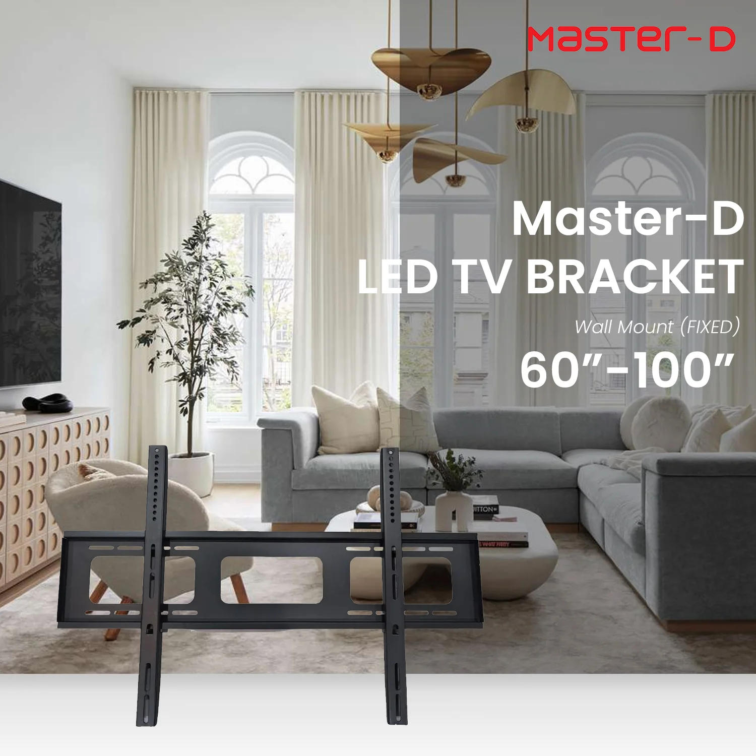 MASTER-D LED WALL MOUNT BRACKET – 60″ – 100″ (FIXED) | Model: MD-B96 GJ-106
